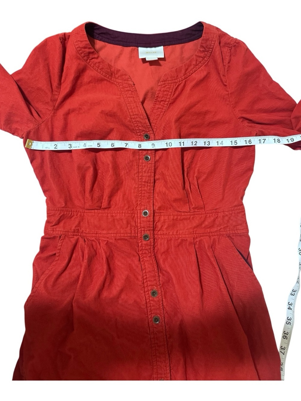 Maeve Button-Front Rust Red Mini Dress - Picture 4 of 6